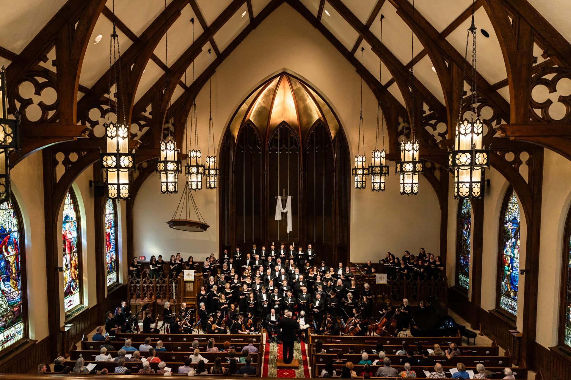 top-down shot of Choral Society of Middle GA performing