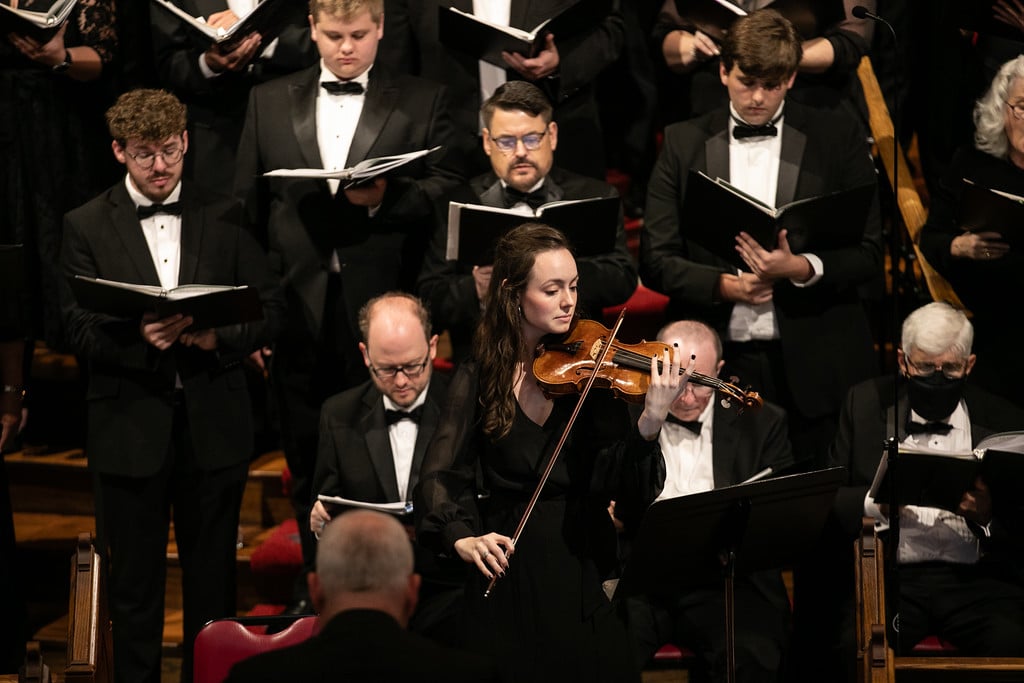 shot of Choral Society of Middle GA violinist performing